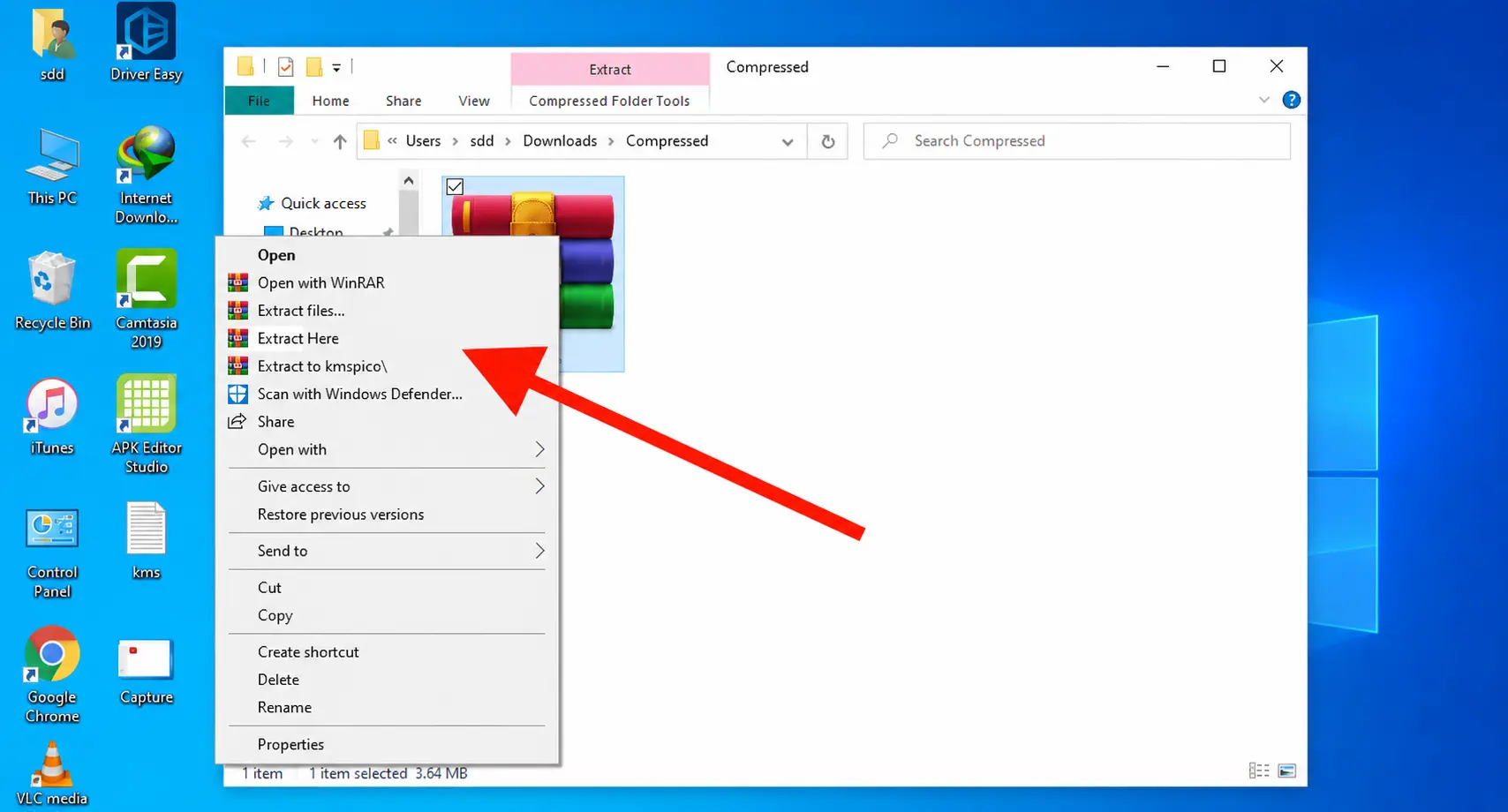extract kmspico downloaded file.